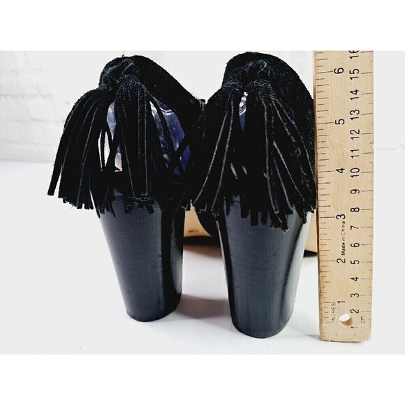 GIANNI Bini Black Hadwin Tassel Peep Toe Shoes Women's Size 7.5 - Picture 5 of 8
